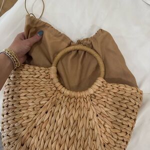 Stylish Tan Woven Handbag